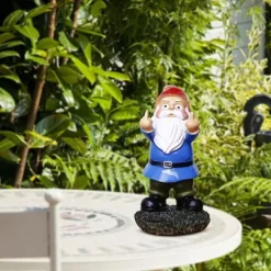 Clearance Dobbelt Langfinger Harpiks Have Santa - Blå Havedekorationer