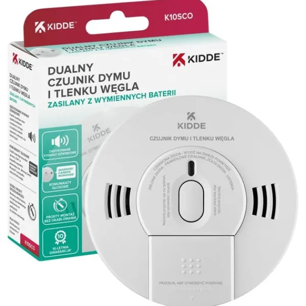 Røg- & Kulmonoxiddetektorer^Dobbelt røg- og kuliltedetektor K10SCO
