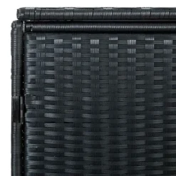 Skure, Garager & Carports^Dobbelt skraldespandsskjuler i polyrattan | Farve: Sort | Størrelse: 148x80x111 cm