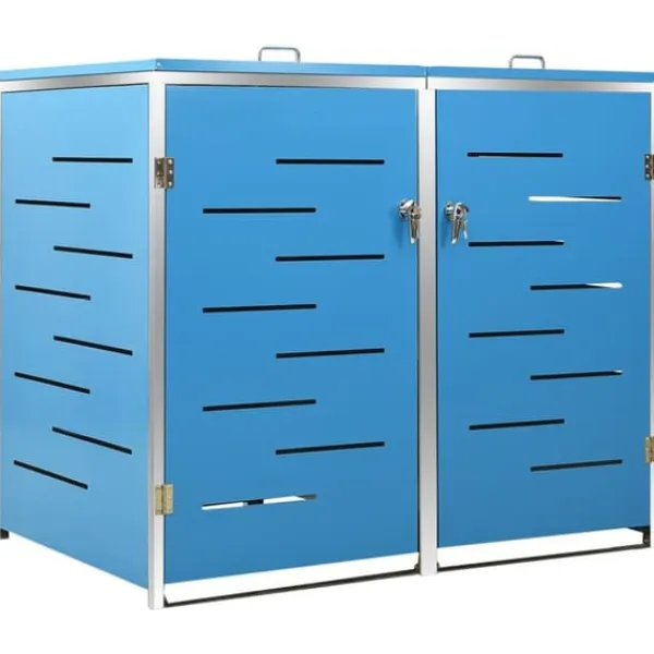 Clearance Dobbelt skraldespandsskjuler i rustfrit stål - Rummeligt design | Størrelse: 138x77,5x112,5 cm Skure, Garager & Carports