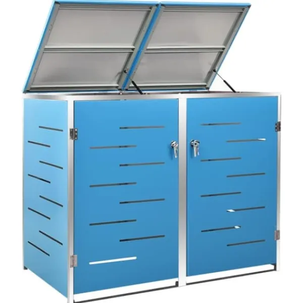 Clearance Dobbelt skraldespandsskjuler i rustfrit stål - Rummeligt design | Størrelse: 138x77,5x112,5 cm Skure, Garager & Carports