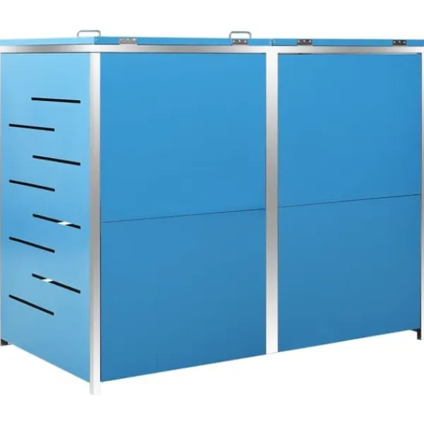 Clearance Dobbelt skraldespandsskjuler i rustfrit stål - Rummeligt design | Størrelse: 138x77,5x112,5 cm Skure, Garager & Carports