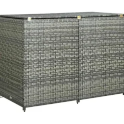 Discount Dobbelt skraldespandsskjuler i polyrattan - Opbevaring | Farve: Grå | Størrelse: 148x77x111 cm Skure, Garager & Carports