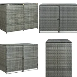 Dobbelt skraldespandsskjuler 148x77x111 cm polyrattan grå - Skraldespandsskjuler - Skraldespandsskjulere - Home & Living Skure, Garager & Carports