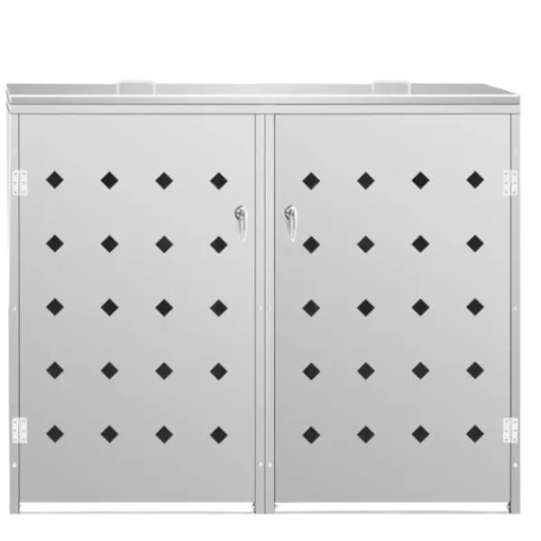 New Dobbelt skraldespandsskur 240 l rustfrit stål - Skraldespandsskjuler - Skraldespandsskjulere - Home & Living Skure, Garager & Carports