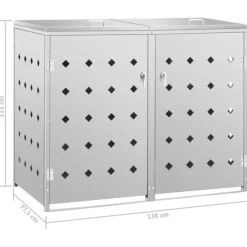 New Dobbelt skraldespandsskur 240 l rustfrit stål - Skraldespandsskjuler - Skraldespandsskjulere - Home & Living Skure, Garager & Carports