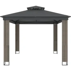 Telte & Lysthuse^Dobbelt tag pavillon 3,94x2,96 m - Antracitgrå stål | Størrelse: 3,94x2,96 m