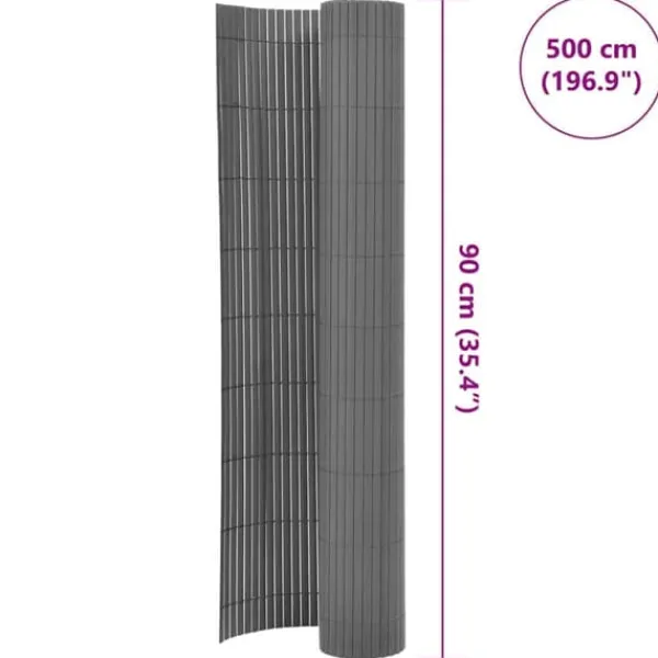 Buer, Spalier, Lysthuse Uden Tag^Dobbeltsidet havehegn i vejrbestandigt PVC | Størrelse: 90x500 cm | Farve: Grå