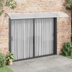 Hot Dørbaldakin i polycarbonat - Beskytter døren mod vejr | Størrelse: 350x100 cm | Farve: Grå Telte & Lysthuse