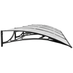 Skure, Garager & Carports^Dørbaldakin i polycarbonat - Beskyt din dør mod vejr | Størrelse: 350x100 cm | Farve: Sort