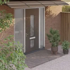 Clearance Dørbaldakin i polycarbonat - Vejrbestandig beskyttelse | Størrelse: 350x75 cm | Farve: Sort Telte & Lysthuse