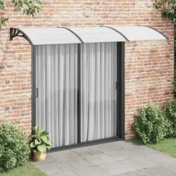 Buer, Spalier, Lysthuse Uden Tag^Dørbaldakin i polycarbonat - Vejrbestandig og robust konstruktion | Størrelse: 300x100 cm | Farve: Sort