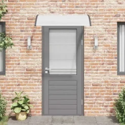 Telte & Lysthuse^Dørbaldakin i polycarbonat - Vejrbestandig dørudhæng | Størrelse: 120x75 cm | Farve: Sort & Transparent