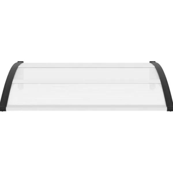 Telte & Lysthuse^Dørbaldakin i polycarbonat - Vejrbestandig dørudhæng | Størrelse: 120x75 cm | Farve: Sort & Transparent