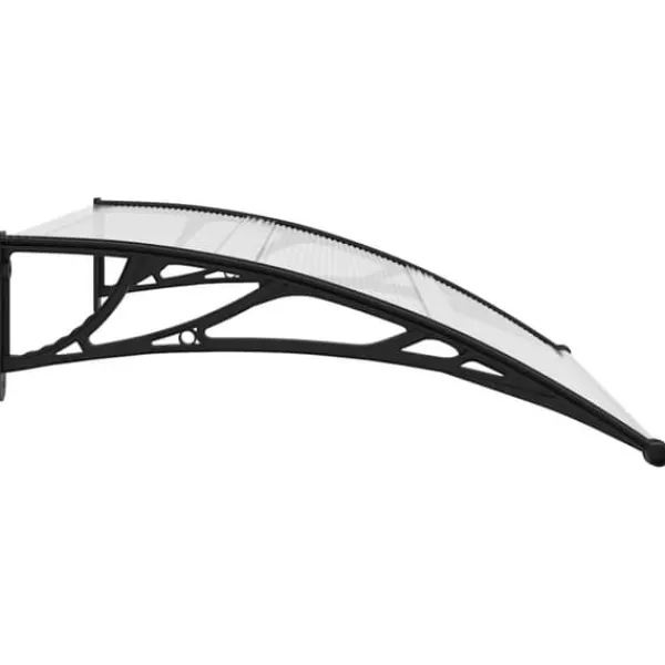 Telte & Lysthuse^Dørbaldakin i polycarbonat - Vejrbestandig dørudhæng | Størrelse: 120x75 cm | Farve: Sort & Transparent