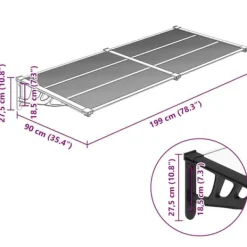 Discount Dørbaldakin til beskyttelse mod vejr - Polycarbonat, Sort & Transparent | Størrelse: 199x90 cm Buer, Spalier, Lysthuse Uden Tag