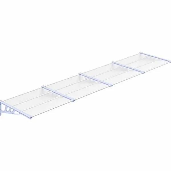 New Dørbaldakin 396x90 cm i polycarbonat | Farve: Grå/Transparent | Størrelse: 396x90 cm Skure, Garager & Carports