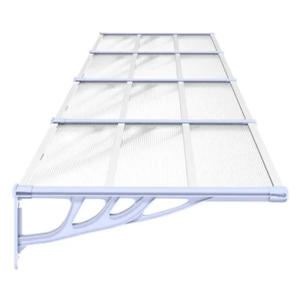 New Dørbaldakin 396x90 cm i polycarbonat | Farve: Grå/Transparent | Størrelse: 396x90 cm Skure, Garager & Carports