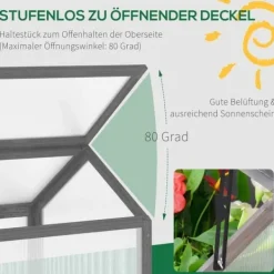 Drivhus^Drivbænk i træ 90x52x49,5 cm, lysgennemtrængeligt låg, vinterbestandig – grå