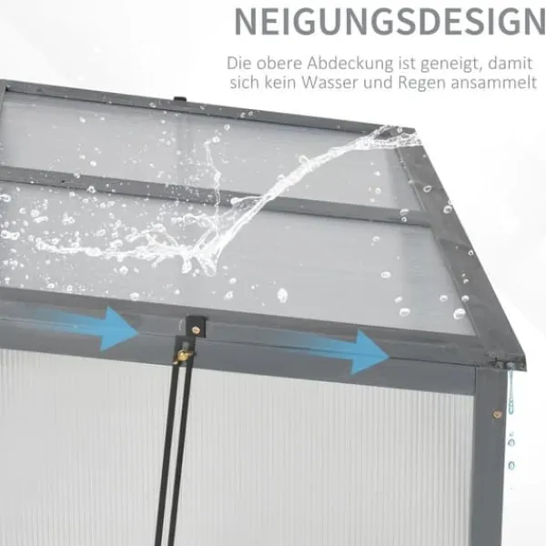 Drivhus^Drivbænk i træ 100x65x40 cm, UV-beskyttelse, lysgennemtrængelig, grå – vintertåligt minidrivhus