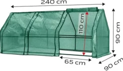 Clearance DRIVHUS 240*90*90 CM, PE-FOLIE 135G, METALKONSTRUKTION - T N15-912 Drivhus