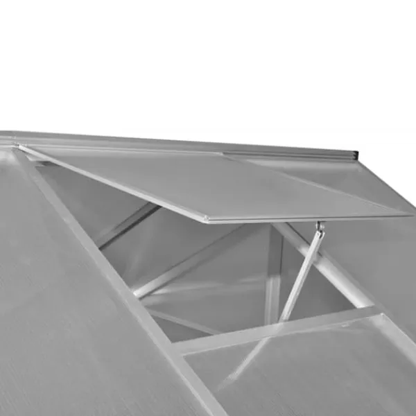 Drivhus^Drivhus 3,46 m² - Forstærket aluminium med polykarbonat | Farve: Aluminium | Størrelse: 3,46 m²