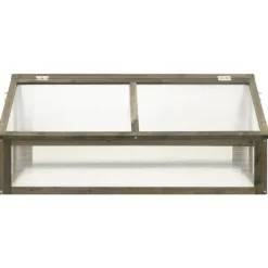 Drivhus^Drivhus i fyrretræ - Beskyt plantekryddere og blomster | Størrelse: 114x80x50 cm | Farve: Grå