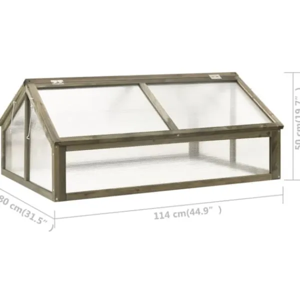 Drivhus^Drivhus i fyrretræ - Beskyt plantekryddere og blomster | Størrelse: 114x80x50 cm | Farve: Grå
