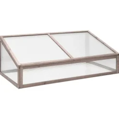 Drivhus i grantræ til planter og urter - 110x58,5x39 cm | Farve: Grå Drivhus