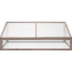Drivhus i grantræ til planter og urter - 110x58,5x39 cm | Farve: Grå Drivhus