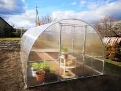 Clearance Drivhus KLASIKA RØR 3x10m (30m2) med fundamenter og 4mm polycarbonatbelægning Drivhus