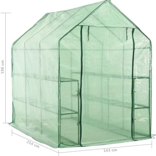 Drivhus^Drivhus med 12 hylder 143 x 214 x 196 cm stål - Drivhus - Drivhuse - Home & Living