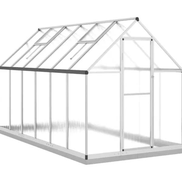 Drivhus^Drivhus med aluminium fundamentramme - 334x169x202 cm | Farve: Sølv