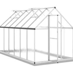 Drivhus^Drivhus med aluminium fundamentramme - 334x169x202 cm | Farve: Sølv