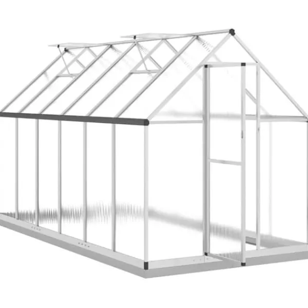 Drivhus^Drivhus med aluminium fundamentramme - 334x169x202 cm | Farve: Sølv