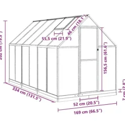 Drivhus^Drivhus med aluminium fundamentramme - 334x169x202 cm | Farve: Sølv