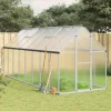 Drivhus^Drivhus med aluminiumfundamentramme - Vejrbestandig | Størrelse: 445x169x195 cm | Farve: Sølv