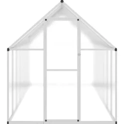 Drivhus^Drivhus med aluminiumfundamentramme - Vejrbestandig | Størrelse: 445x169x195 cm | Farve: Sølv