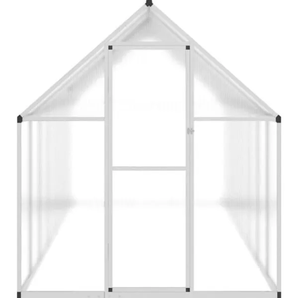 Drivhus^Drivhus med aluminiumfundamentramme - Vejrbestandig | Størrelse: 445x169x195 cm | Farve: Sølv