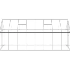 Drivhus^Drivhus med aluminiumfundamentramme - Vejrbestandig | Størrelse: 445x169x195 cm | Farve: Sølv