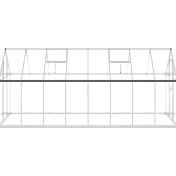 Drivhus^Drivhus med aluminiumfundamentramme - Vejrbestandig | Størrelse: 445x169x195 cm | Farve: Sølv