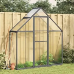 Drivhus^Drivhus med aluminiumramme - Vejrbestandig, UV-resistent | Størrelse: 169x58x195 cm | Farve: Antracitgrå