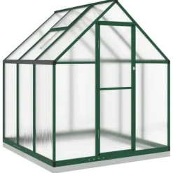 Drivhus^Drivhus med aluminiumstel og fundamentramme | Størrelse: 169x169x202 cm | Farve: Grøn