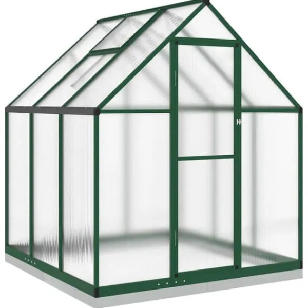 Drivhus^Drivhus med aluminiumstel og fundamentramme | Størrelse: 169x169x202 cm | Farve: Grøn