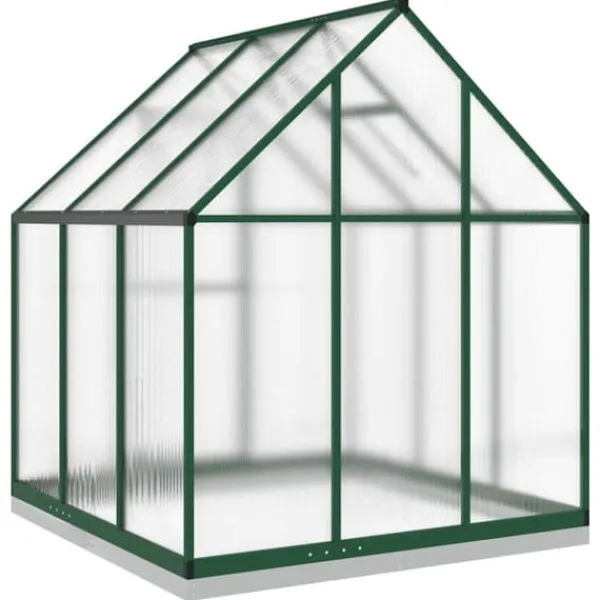 Drivhus^Drivhus med aluminiumstel og fundamentramme | Størrelse: 169x169x202 cm | Farve: Grøn