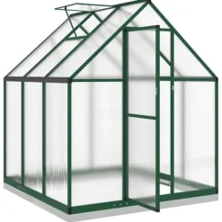Drivhus^Drivhus med aluminiumstel og fundamentramme | Størrelse: 169x169x202 cm | Farve: Grøn