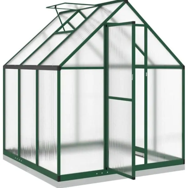 Drivhus^Drivhus med aluminiumstel og fundamentramme | Størrelse: 169x169x202 cm | Farve: Grøn