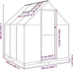 Drivhus^Drivhus med aluminiumstel og fundamentramme | Størrelse: 169x169x202 cm | Farve: Grøn