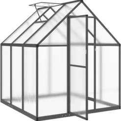Outlet Drivhus med fundamentramme - Aluminium antracitgrå | 169x169x195 cm Drivhus