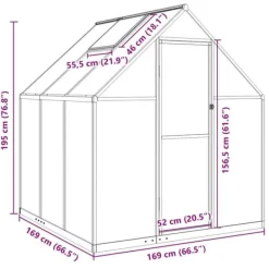 Outlet Drivhus med fundamentramme - Aluminium antracitgrå | 169x169x195 cm Drivhus